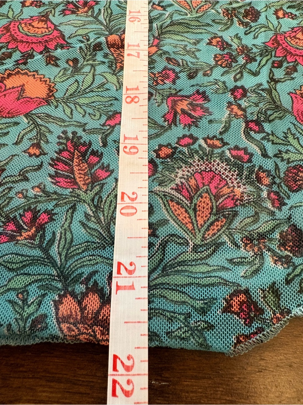 Natural Life Mesh Top Floral Print Teal Pink Short Sleeve NWT Medium Fits Small - Picture 9 of 9